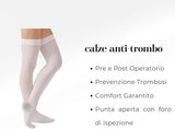 Calze Antitrombo a Compressione Graduata con Fondo di Ispezione CCL1 (18–24 mmHg) – Autoreggenti, Traspiranti, Senza Cuciture – Uso Peri-operatorio/Immobilità su Indicazione Medica