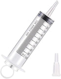 Siringa Monouso con Cono Catetere Senza Ago – Graduata, Latex Free, in Polipropilene Trasparente, Confezione da 25 Pezzi (50 ml – 60 ml)