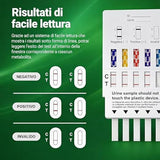 Test Antidroga Urine 8 in 1, Drug Test per Rilevamento Cocaina, Cannabis, Oppiacei, Metadone, Anfetamine, Metanfetamine, Benzodiazepine e Buprenorfina. 25 Test.