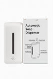 Dispenser Automatico Sapone 850ML, Design seplice e ergonomico adatto a luoghi pubblici, Protezione Anti-Manomissione, Striscia LED con percetuale liquido, Attacco a parete, Bianco.