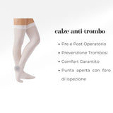 Calze Antitrombo a Compressione Graduata con Fondo di Ispezione CCL1 (18–24 mmHg) – Autoreggenti, Traspiranti, Senza Cuciture – Uso Peri-operatorio/Immobilità su Indicazione Medica