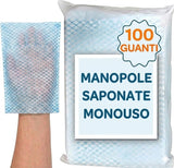 Manopole Saponate Monouso - Guanti Pre-Saponati - Detersione Senza Risciacquo per Incontinenza, Allettati, Recupero Post-Operatorio e Campeggio. 100% Made in Italy!