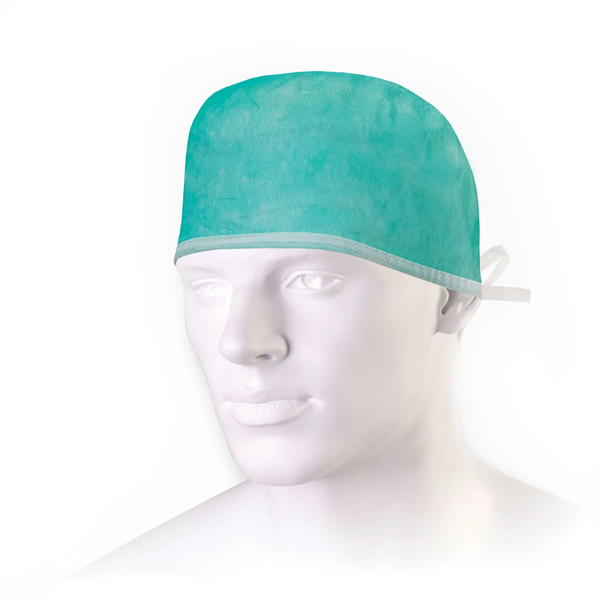 Cappellino medico monouso sala operatoria verde con lacci