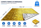 Coperta Isotermica Monouso Oro/Argento 210x160 cm – Pronto Soccorso Emergenze, Anti Ipotermia, Termica Impermeabile e Resistente. ( Conf. 10 pezzi )