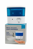 Dispenser Automatico Sapone 750ML, Design semplice e ergonomico adatto anche a luoghi pubblici, Attacco a parete, Bianco e Blu.