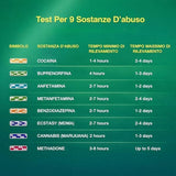 Test Antidroga Urine 8 in 1, Drug Test per Rilevamento Anfetamina, Cocaina, Benzodiazepina, Bupremorfina, THC, MDMA, MTD, MOP. 1 Test in Coppetta, Strisce Reattive e Controllo Temperatura Urine.